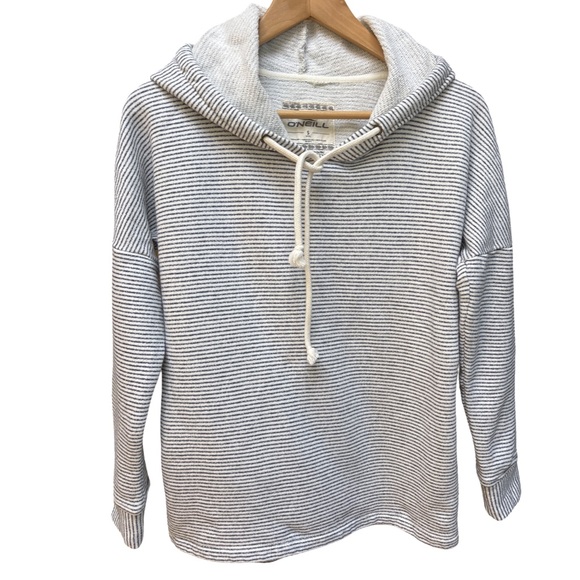 O'Neill Striped Cotton Hoodie - White and Blue Small - Picture 1 of 6